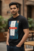 Rude Dude - Block printed Contemporary Casual TShirt Black
