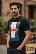 Rude Dude - Block printed Contemporary Casual TShirt Black
