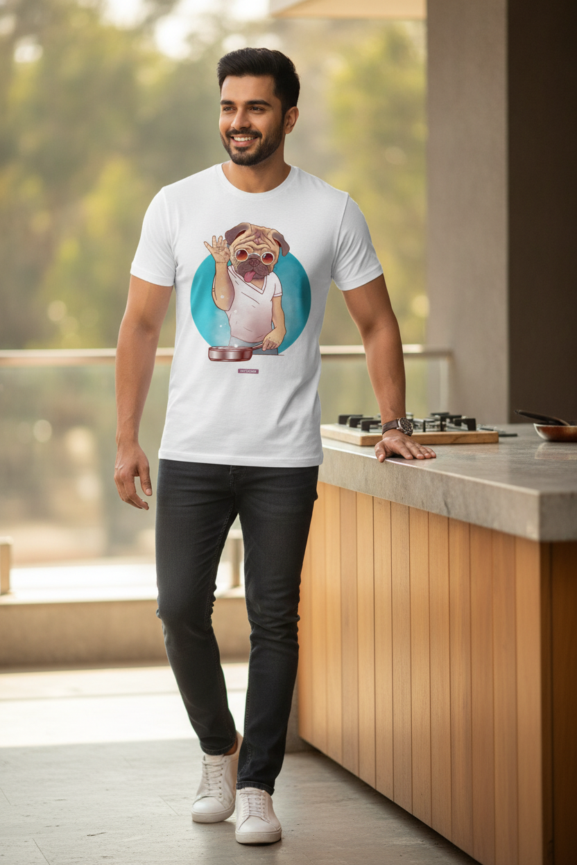 Salt Bae Nusret Pug Swag - Graphic quirky White TShirt