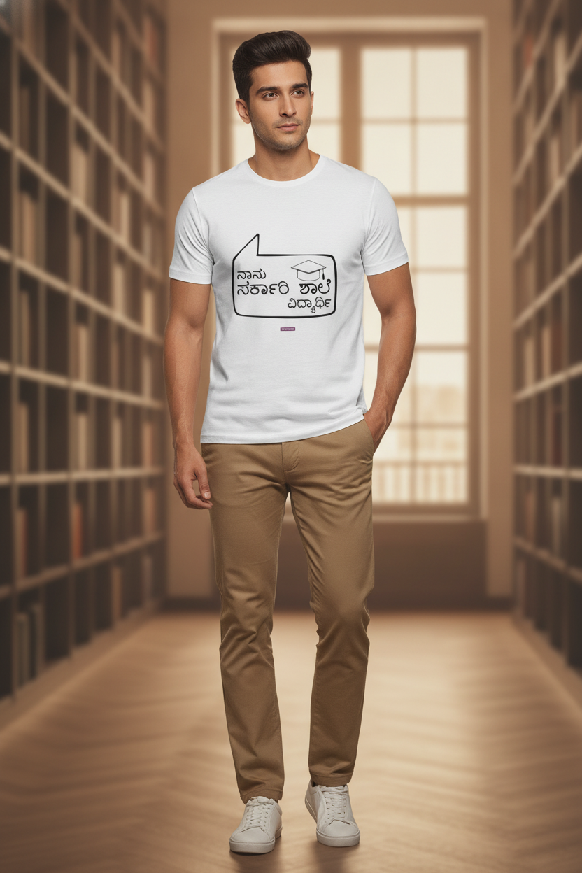Save Govt. Schools Movement Tee - Styched in India Graphic Polo T-Shirt Black Color