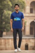 Save Govt. Schools Movement Tee - Styched in India Graphic Polo T-Shirt Blue Color