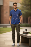 Save Govt. Schools Movement Tee - Styched in India Graphic Polo T-Shirt Blue Color