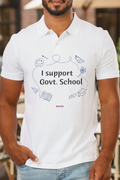 Save Govt. Schools Movement Tee - Styched in India Graphic Polo T-Shirt White Color