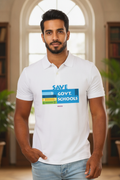 Save Govt. Schools Movement Tee - Styched in India Graphic Polo T-Shirt White Color