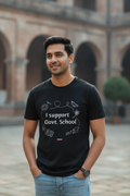 Save Govt. Schools Movement Tee - Styched in India Graphic T-Shirt Black Color