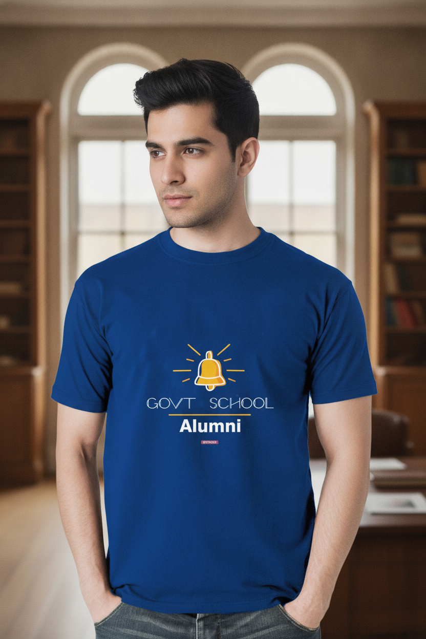 Save Govt. Schools Movement Tee - Styched in India Graphic T-Shirt Blue Color