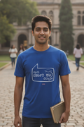 Save Govt. Schools Movement Tee - Styched in India Graphic T-Shirt Blue Color