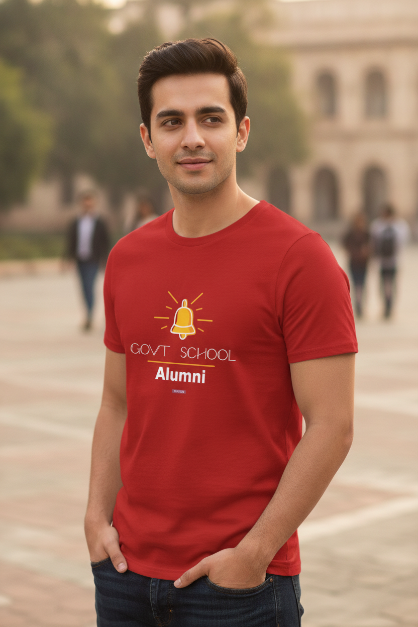 Save Govt. Schools Movement Tee - Styched in India Graphic T-Shirt Red Color