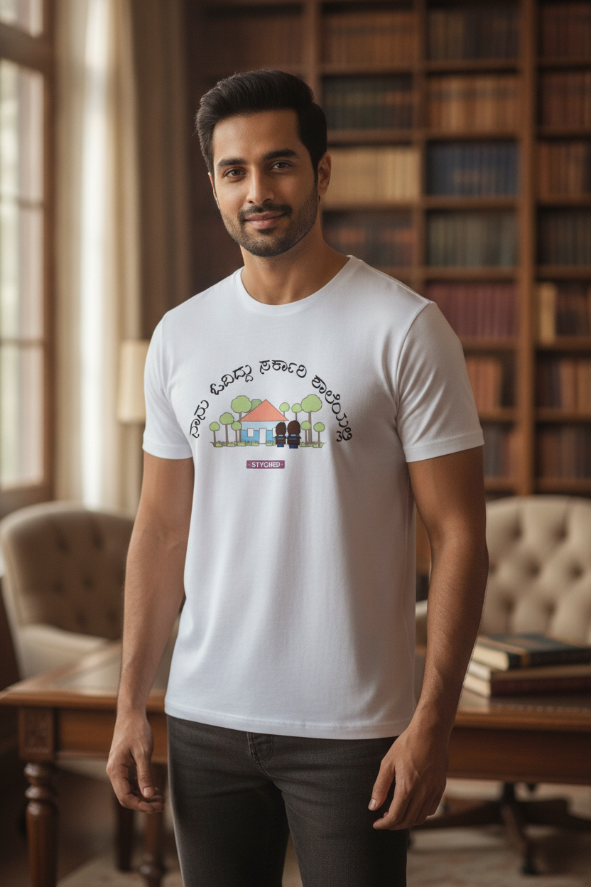 Save Govt. Schools Movement Tee - Styched in India Graphic T-Shirt White Color