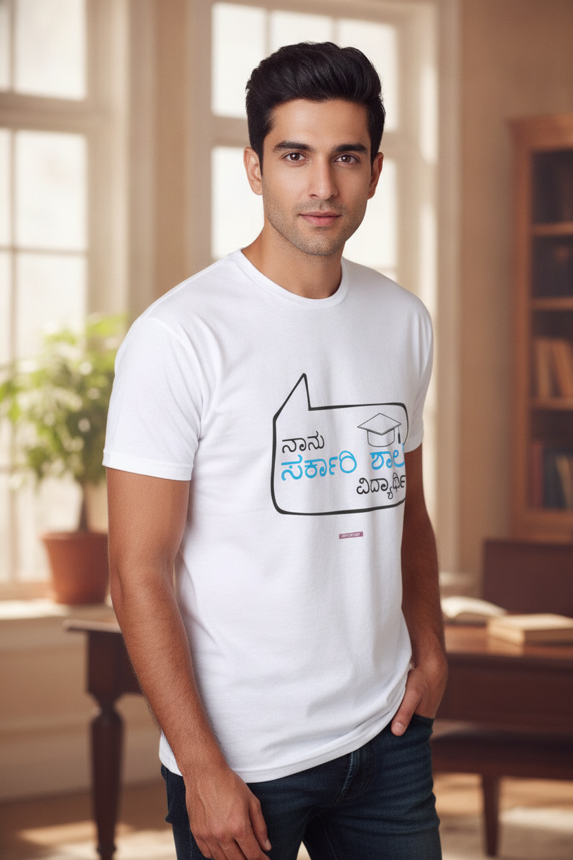 Save Govt. Schools Movement Tee - Styched in India Graphic T-Shirt White Color