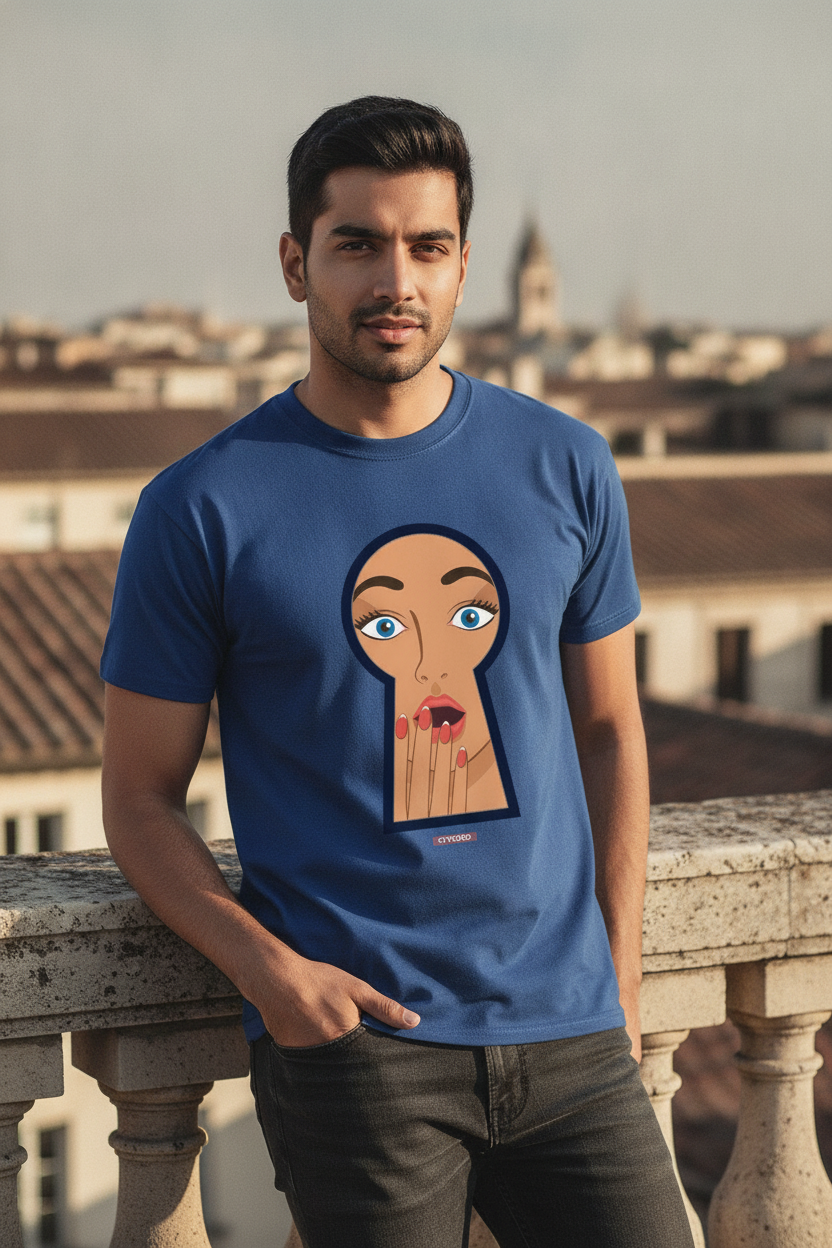 Scandal through the Keyhole - Blue Casual printed tee