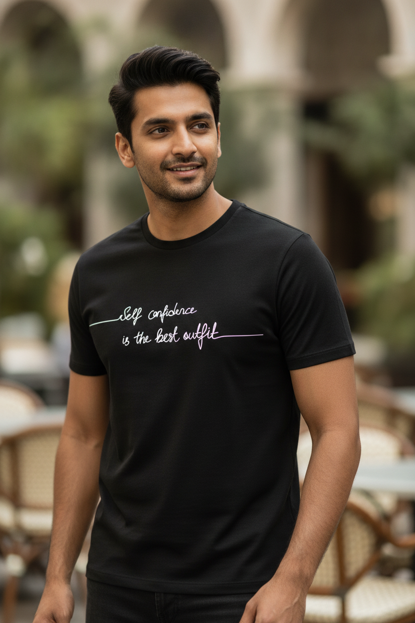 Self Confidence is the Best Outfit - Black Casual TShirt
