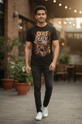 Skate or death Graphic Printed Black Tshirt