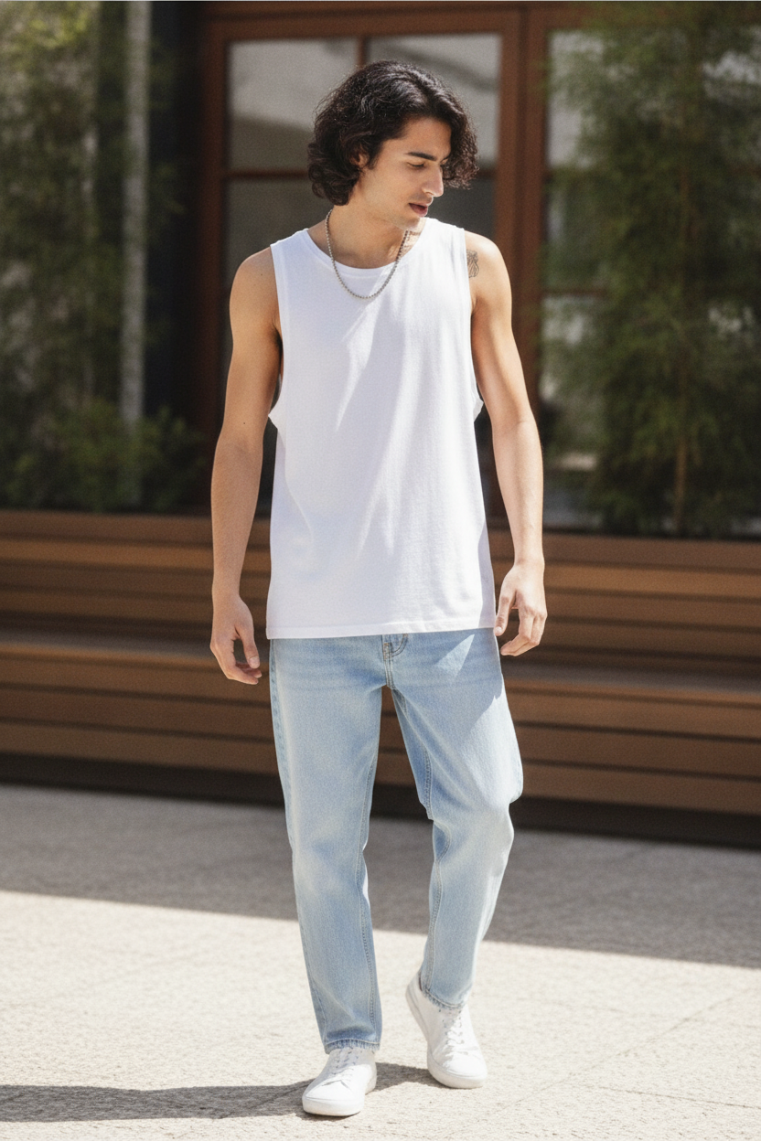 Sleeveless White Tshirt