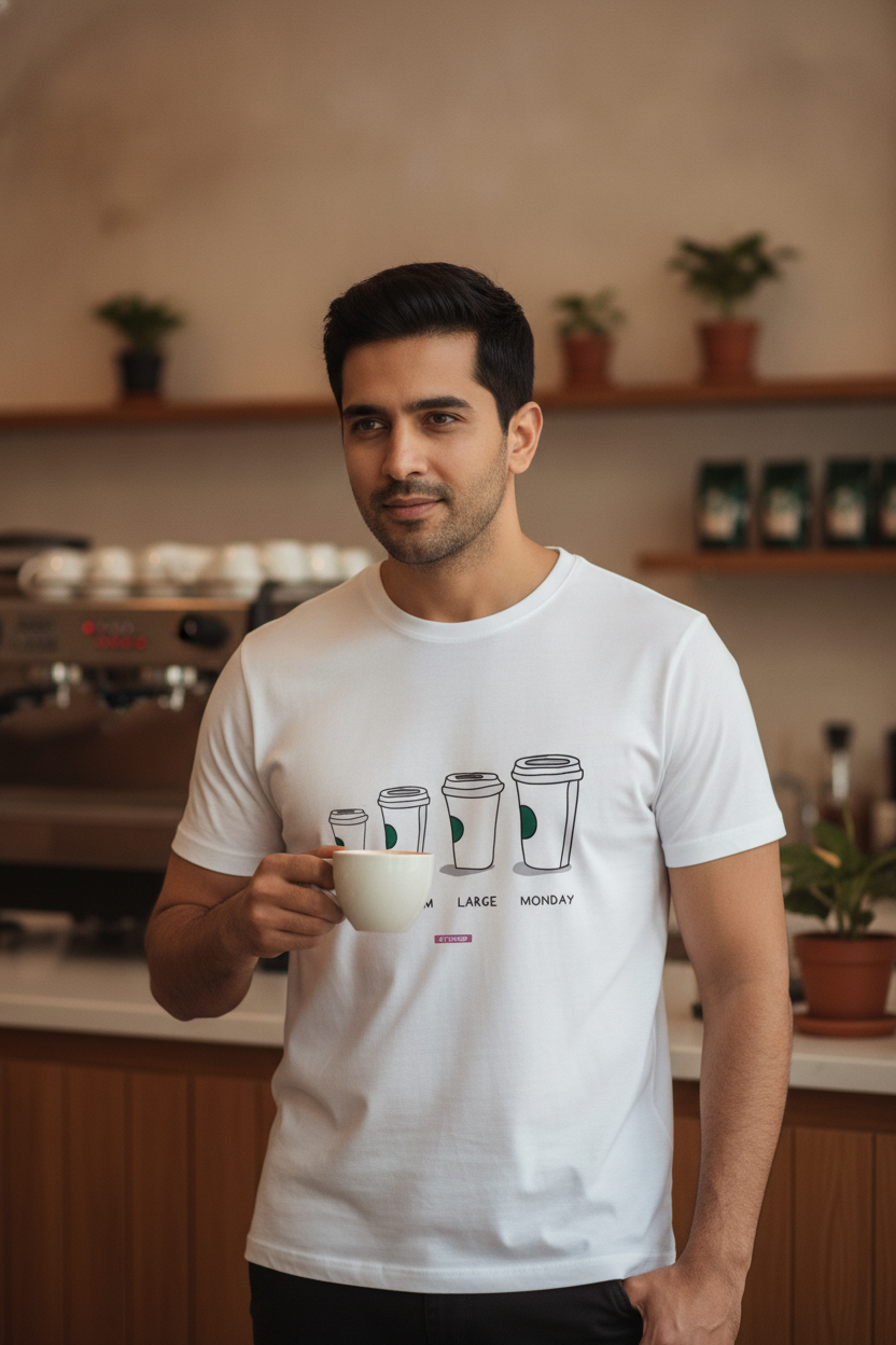 Small to Monday Coffee - Graphic T-Shirt White Color