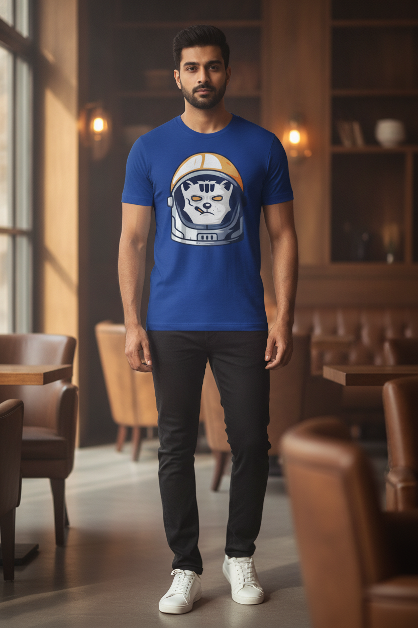 Smoking Space Fox Blue Tshirt