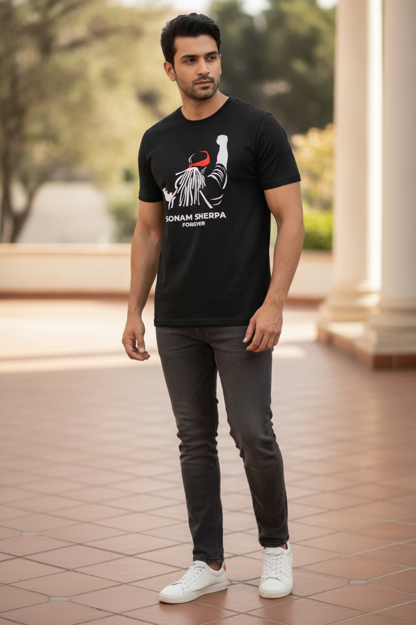 Sonam Sherpa Forever Parikrama Black Tshirt