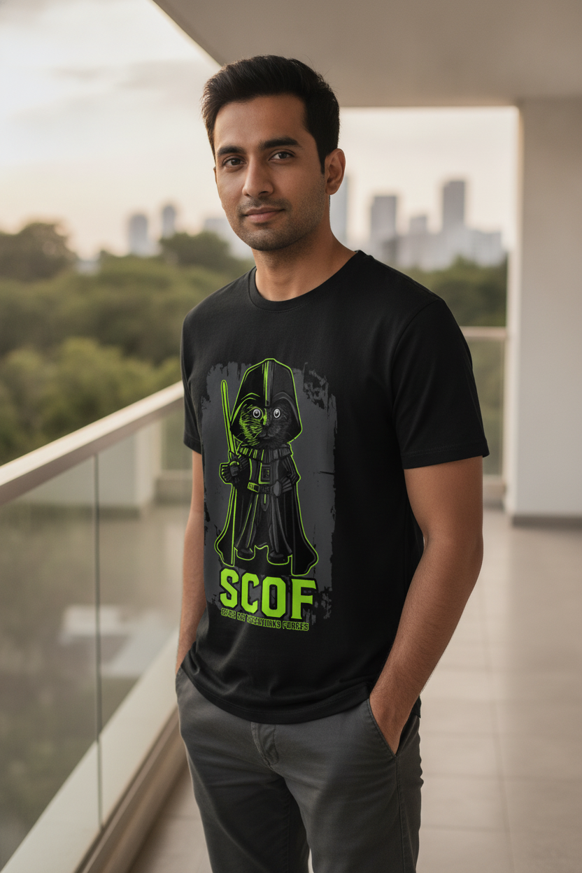 Space Cat Black Tee
