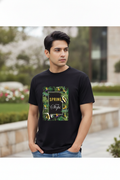 Spring in my Steps - Grunge Tropical Printed Black Tee