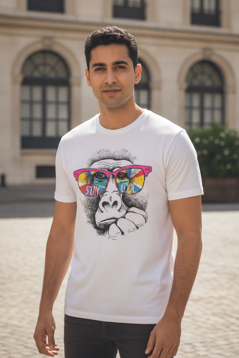 Stay Cool - Monkey with Goggles Cool printed TShirt