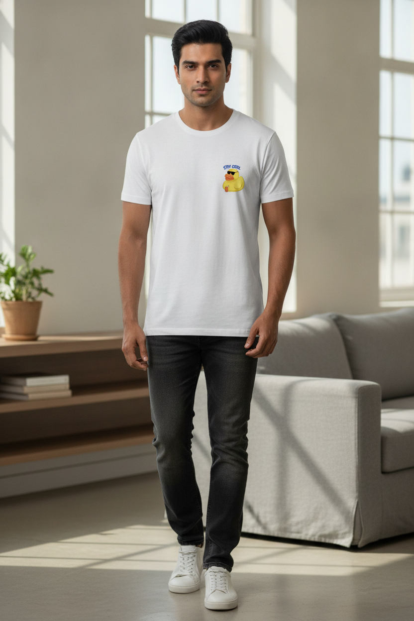 Stay Cool Pocket Printed White Tshirt