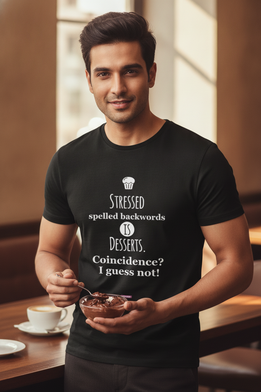 Stressed spelled Backwards is Desserts - Graphic T-Shirt Black Color
