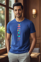 Styched Authentic Vertical print 2019 Collection Casual T-Shirt Blue