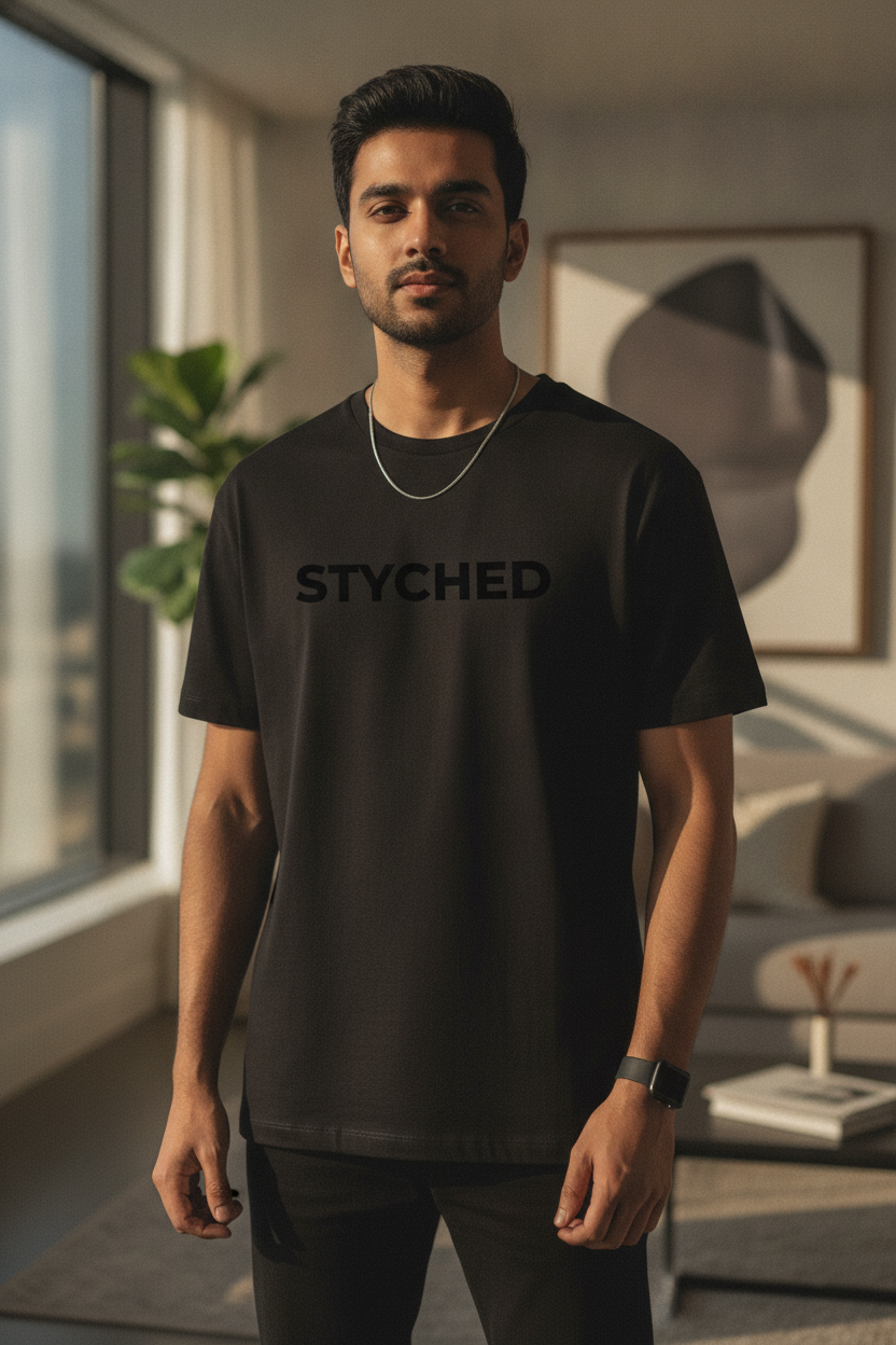 Styched Font All Black Tshirt