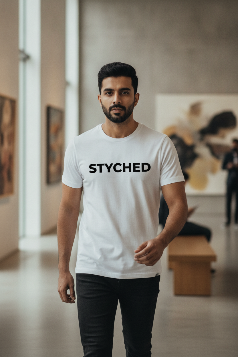 Styched Font White Tshirt