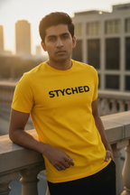 Styched Font Yellow Tshirt