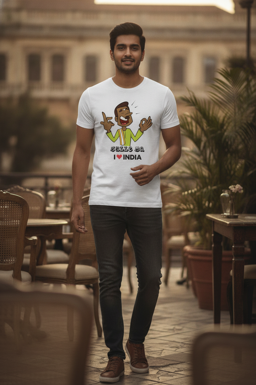 Sulle Ma - Styched in India Graphic T-Shirt White Color