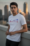 Techno Wave Graphic Printed White Tshirt