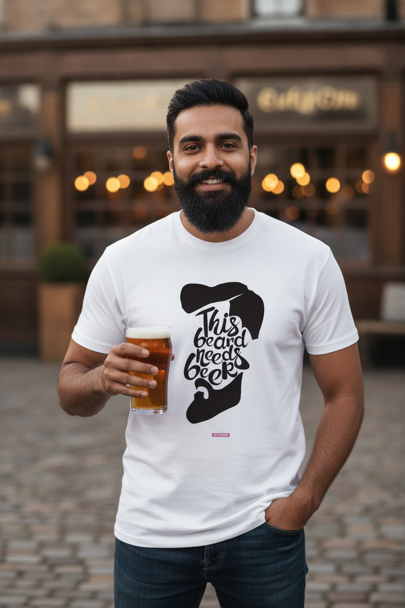 This Beard Needs Beer - Graphic T-Shirt White Color