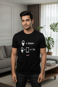 Time in restroom with phone - Quirky Graphic T-Shirt Black Color