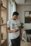 Time in restroom with phone - Quirky Graphic T-Shirt White Color
