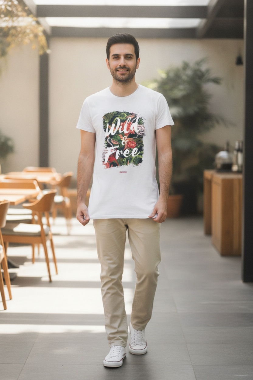 Wild and Free Graphic T-Shirt White Color
