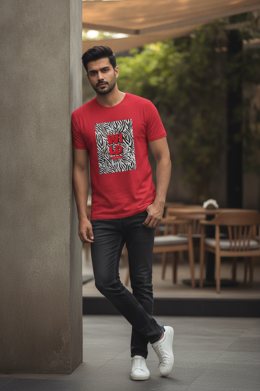 Wild Graphic Printed Red Tshirt