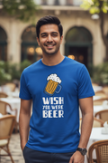 Wish You Were Beer Graphic Printed Blue Tshirt