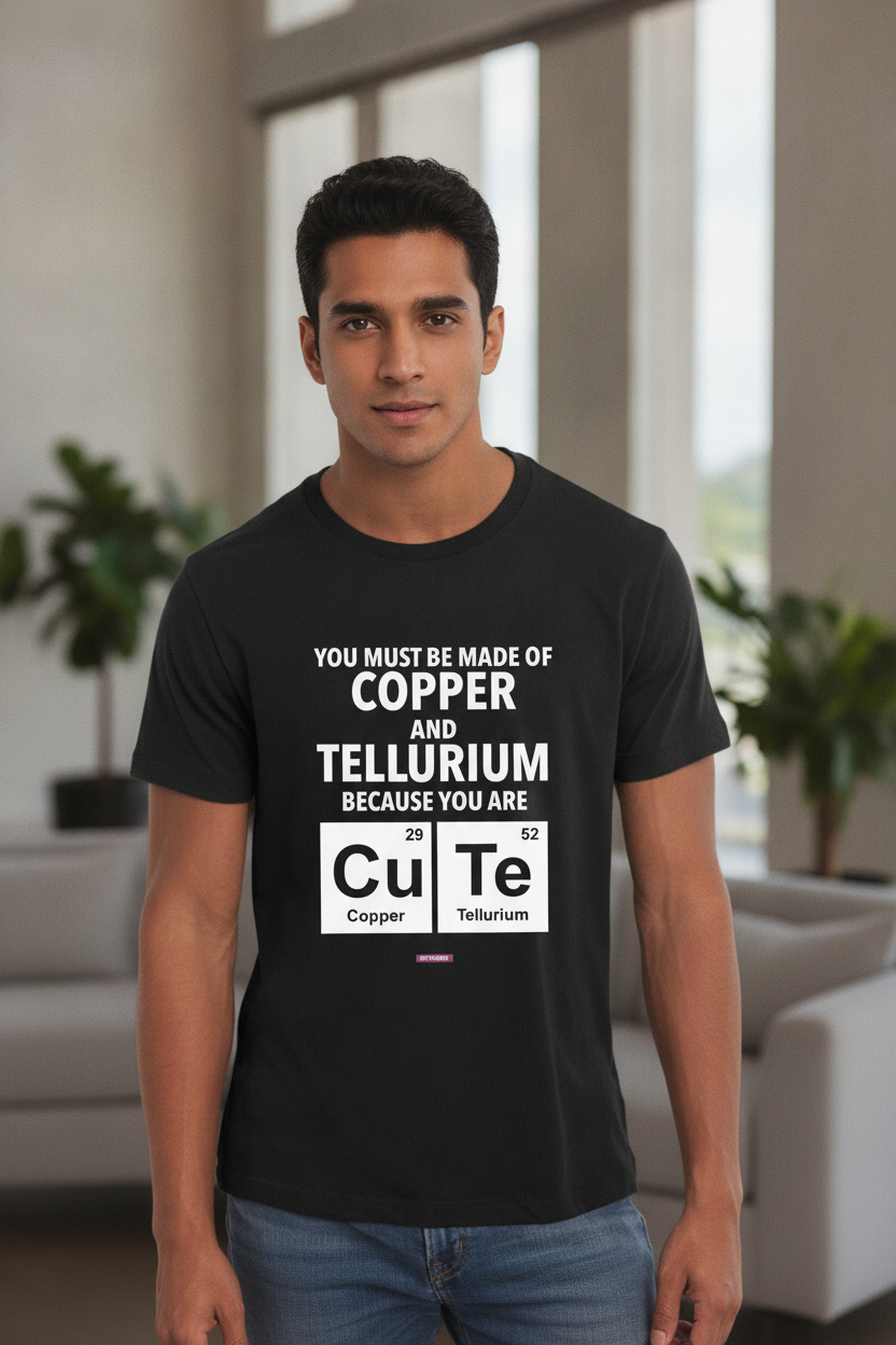 You are CuTe! - Quirky Graphic T-Shirt Black Color