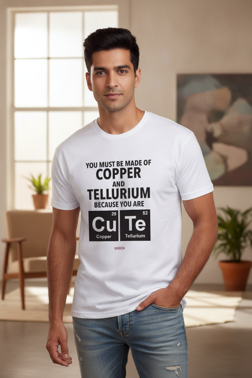 You are CuTe! - Quirky Graphic T-Shirt White Color