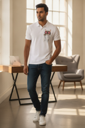 You Need a Cat - White premium Polo with Pocket Graphics Printed