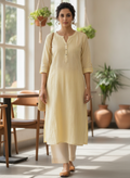 Lemon Yellow Cotton Pintuck Kurti