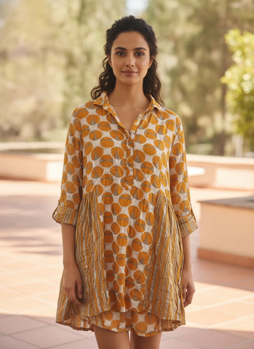 Women's Multi-Printed Relaxed Fit Tunic Dress