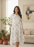 White Botanical Print Relaxed Fit Kurti