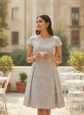 Grey Abstract Print A-line Dress