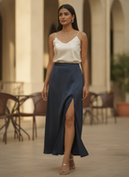 Women's Dark Navy Solid Skirt