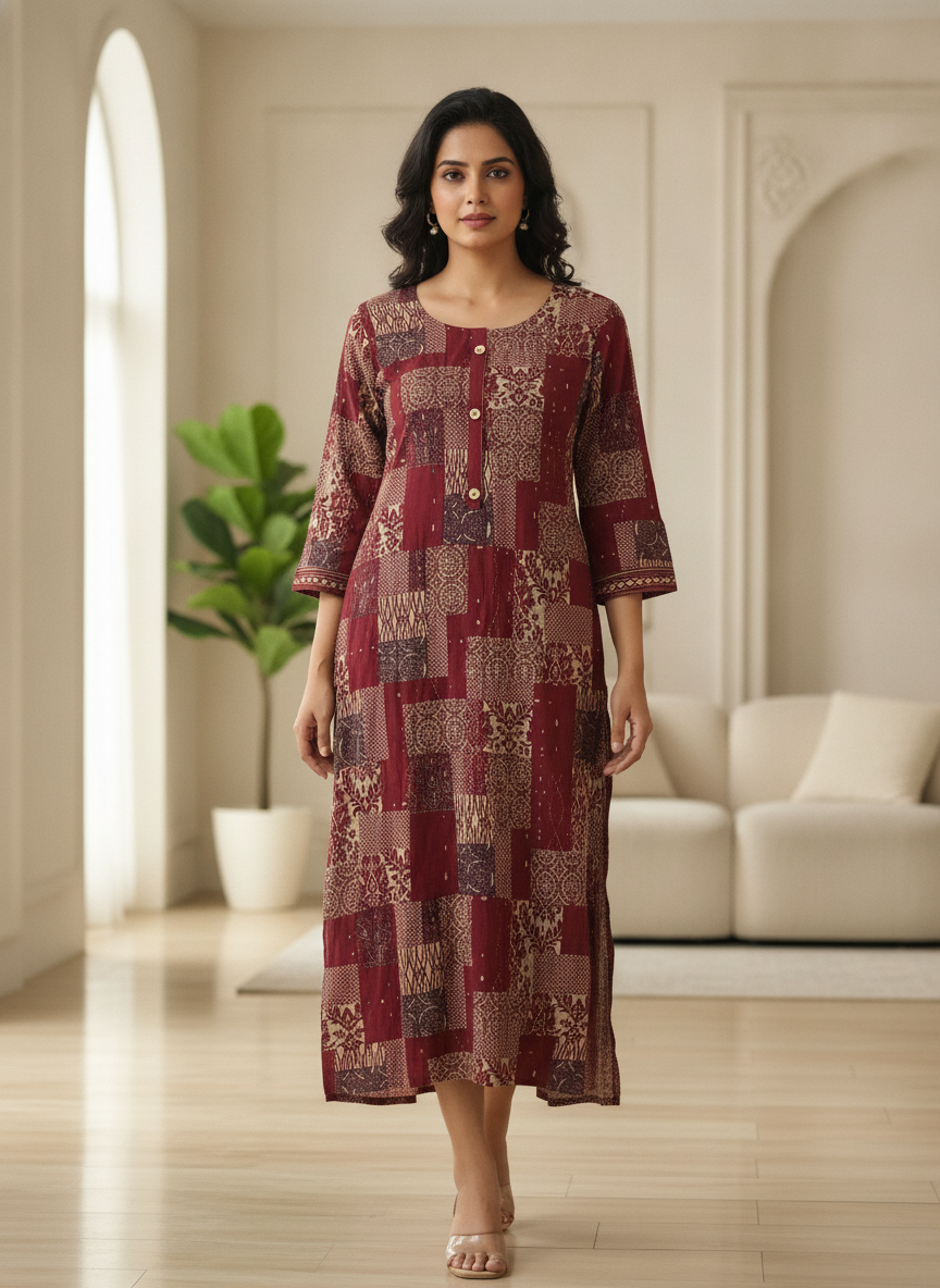 Women's Ethnic Print Rayon Kurti