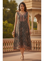 Multi-Color Floral Printed Viscose Kurti with Embellished Neckline