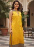 Yellow Embellished Sleeveless Kurti