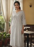 Off White Printed Viscose Kurti